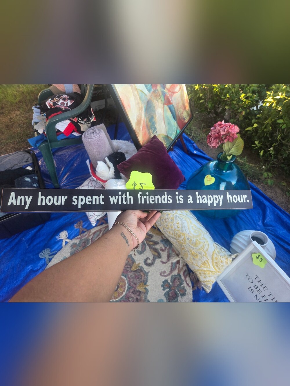 Decorative Black and White 'Time Spent With Friends' Wall Sign - Unbranded
